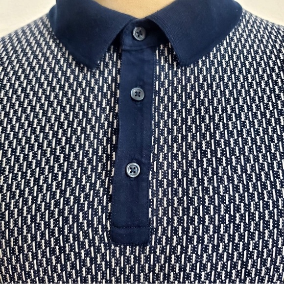 Express Polo Shirt Blue White Stripes Size Large - Picture 2 of 11